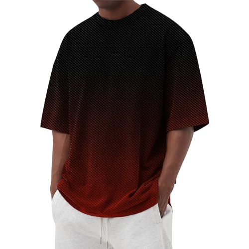 Generisch Sport Shirt Männer, T-Für Herren Druck Kurzarm Rundhals Tshirt Sommer Oberteile Männer Trainingsshirt Fitness Laufshirt Bodybuilding Tshirt Slim Fit Tischert Shirts Tshirt (XL, Red) von Generisch