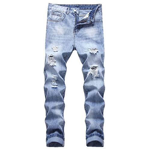 Generisch Sport Unterhosen männer lang Baggy Jeans Herren 90er Sporthose Sporthose Herren Cargo Hosen männer Baggy Thermojeans q-Hellblau 40 32.99 von Generisch