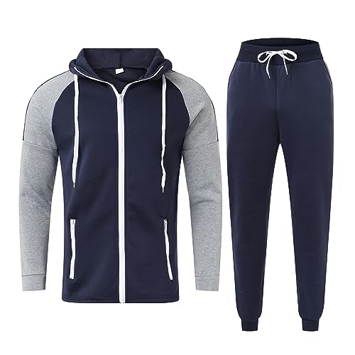 Generisch Sportanzug 2 Teiliges Hoodie Sporthose Sweatjacke Jogginghose Männer Fitness Outfit Trainingsjacke Herren Sporthose Tracksuit Set Sportbekleidung Jogginganzug Trainingshose Jogger Anzug von Generisch