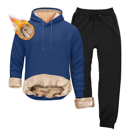 Generisch Sportanzug Herren Winter Fleece Trainingsanzug Herren Warme 2-Teiliges​ Jogginganzug Einfarbig Y2K Baumwolle Sportanzug Taschen Bequem Für Atmungsaktiv Fit​ Freizeitanzug von Generisch
