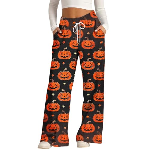 Generisch Sporthose Damen, Hose Damen, Jogginghose Halloween Hose Baggy Kostüm Sporthose Lang Trainingshose Yogahose Lockere Bequem Sweatpants Weites Bein Freizeithose Laufhose Sweathose von Generisch