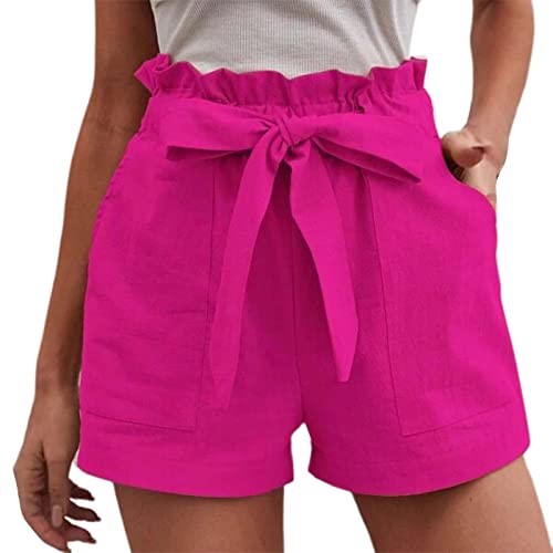 Generisch Sporthose Damen 3/4 Leinenhose Kurze Hose Leicht Luftig Sommerhose Leinen Hose Freizeithose Mit Kordelzug Taschen Stoffhose Yogahose Haremshosen,Hose Sommer Damen Leicht Lang von Generisch