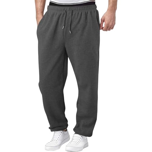 Generisch Sporthose Herren Lang Mit Bund, Freizeithose Herren Mit Weitem Bein, Laufhose Atmungsaktiv Jogginghose Straight Fitnesshose Weich Schnürhose Regulär Fit Trainingshose Stretch Schlupfhose von Generisch