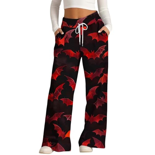 Generisch Sporthose Lang Damen, Lounge Hose Damen, Jogginghose Halloween Hose Baggy Kostüm Sporthose Lang Trainingshose Yogahose Lockere Bequem Sweatpants Weites Bein Freizeithose Laufhose Sweathose von Generisch