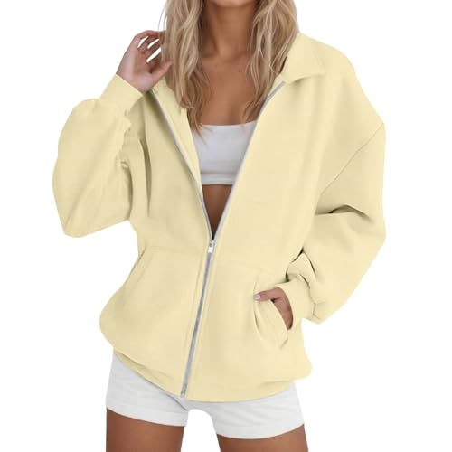 Generisch Sportjacke Damen Sweatjacke Damen Jacke Oversize Oberteile Zipper Jacke Frauen Langarm Sweatshirt Leichte Sportjacken Jacken Casual Bomberjacke Fashion Sport Style Jacken von Generisch