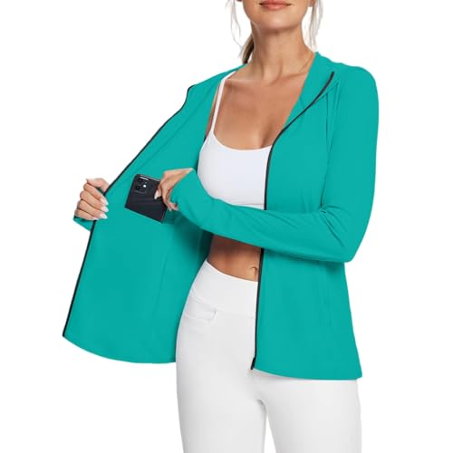 Generisch Sportjacke Damen Sweatjacke Leicht Trainingsjacke Sonnenschutz Yoga Jacke Wanderjacke Wasserdicht Atmungsaktiv Softshelljacke Zipper Hoodie Sport Laufjacke Sommer Schutz Vor Sonnenbrand von Generisch