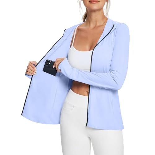 Generisch Sportjacke Damen Sweatjacke Sommer Leicht Uv Schutzkleidung Frühlingsjacke Hoody Sport Jacke Softshelljacke Laufshirt mit Kapuze Strickjacke Sonnenschutzjacke Thermojacke Jacken von Generisch