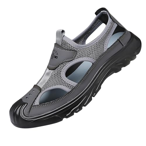 Generisch Sportsandalen Herren Leder, Trekkingsandalen Herren Mesh, Knöchelsandalen Aushöhlen Atmungsaktiv Strandsandalen Bequeme Outdoorsandalen Rutschfest Freizeitsandalen Weichen Sohlen Sandalen von Generisch