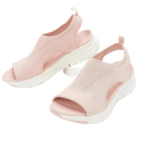 Generisch Sportsandalen for Damen, Sommer, atmungsaktives Mesh, Fischmaul-Slip-On mit Fußgewölbeunterstützung bei Plantarfasziitis und Ballenzehen, bequeme Sommer-Strand-Spaziersandalen(Brown,41 EU) von Generisch