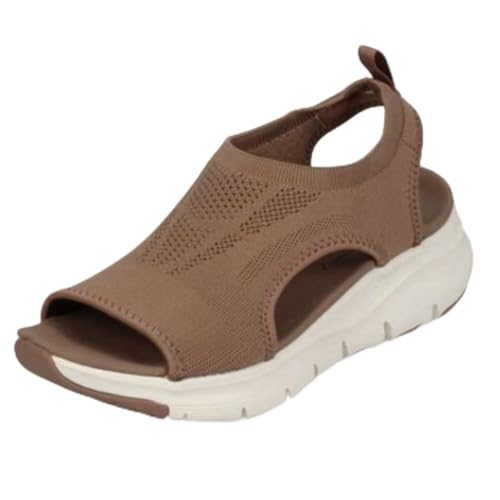 Generisch Sportsandalen for Damen, Sommer, atmungsaktives Mesh, Fischmaul-Slip-On mit Fußgewölbeunterstützung bei Plantarfasziitis und Ballenzehen, bequeme Sommer-Strand-Spaziersandalen(Pink,36 EU) von Generisch