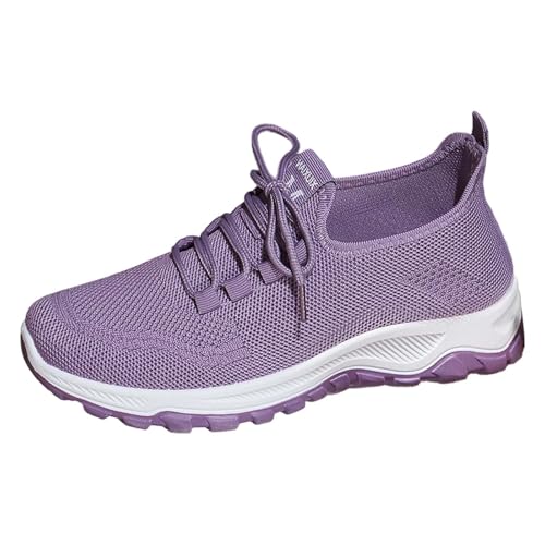 Generisch Sportschuhe Damen Atmungsaktiv Mesh Schnürer Schuhe Leicht Freizeitschuhe Bequem Breite Füße Outdoor Sneakers Fitness Jogging Walkingschuhe Arch Support Damenschuhe von Generisch