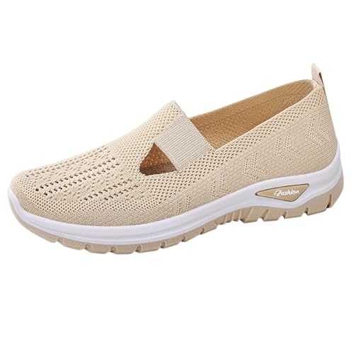 Generisch Sportschuhe Damen Leicht Atmungsaktiv Vermascht Laufschuhe Bequem Hallux Valgus Freizeitschuhe Freizeit Cushion rutschfest Turnschuhe Arch Support Damenschuhe Hohe Turnschuhe Damen Beige 38 von Generisch