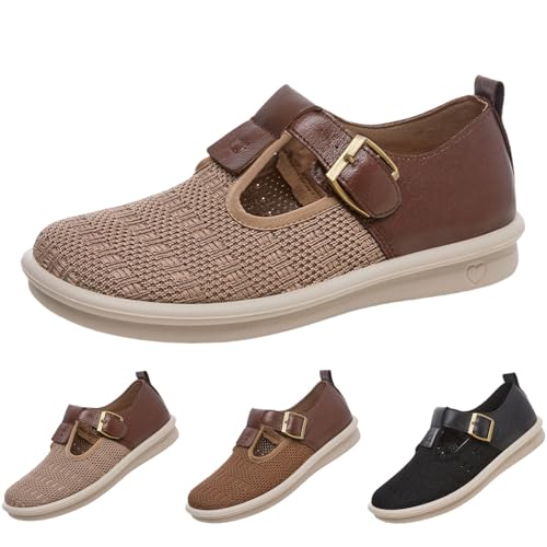 Generisch Sportschuhe Damen Schnalle Turnschuhe Sneaker rutschfeste Atmungsaktiv Laufschuhe Freizeitschuhe Ohne Schnürsenkel Walkingschuhe Damenschuhe Arbeitsschuhe Bequeme Straßenlaufschuhe von Generisch