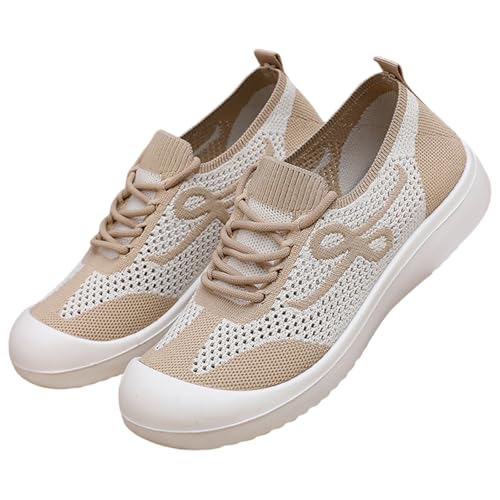 Generisch Sportschuhe Damen Schwarz Weiß,Damen Sneaker Zum Reinschlüpfen,Gestrickt,Flach rutschfeste Slip-On,Elastisches Oberteil,Leichtes,Gewebt,Outdoor Wanderschuhe von Generisch