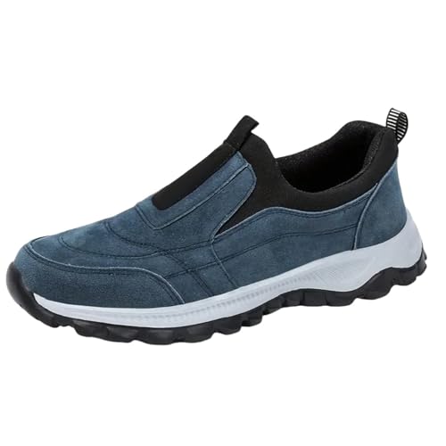 Generisch Sportschuhe Herren Leder Trekkingschuhe Breite Füße Herrenschuhe Slip-On-Sicherheits Walkingschuhe Bequem Schlupfschuhe Schwarz Wanderschuhe Athleisure Freizeitschuhe Atmungsaktive Sneaker von Generisch