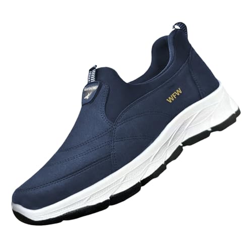 Generisch Sportschuhe Herren Leder Trekkingschuhe Breite Füße Herrenschuhe Slip-On-Sicherheits Walkingschuhe Bequem Schlupfschuhe Schwarz Wanderschuhe Athleisure Freizeitschuhe Atmungsaktive Sneaker von Generisch
