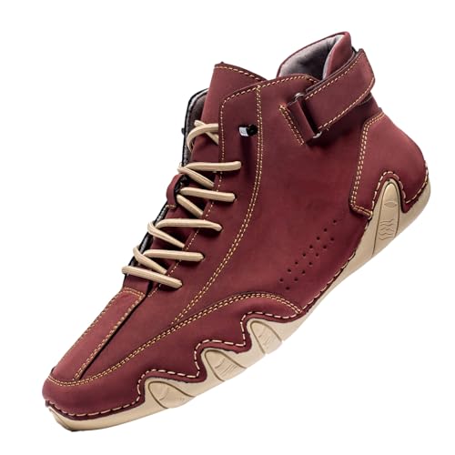 Generisch Sportschuhe Herren Wasserdicht,Barfußschuhe Herren Leder Schwarz Trekkingschuhe Atmungsaktiv Freizeitschuhe Einfarbig Wanderschuhe rutschfeste Straßenlaufschuhe Outdoor Laufschuhe Bequeme von Generisch