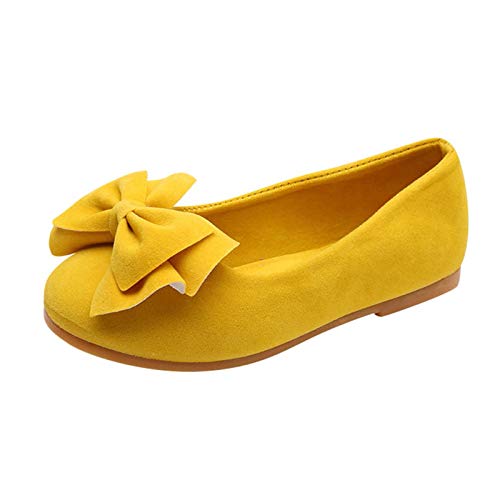 Generisch Sportschuhe Herren Weiße Sohle Bowknot Kind Mädchen Student Tanz feste weiche Baby-Schuhe Baby Winterschuhe (Yellow, 26 Little Kid) von Generisch