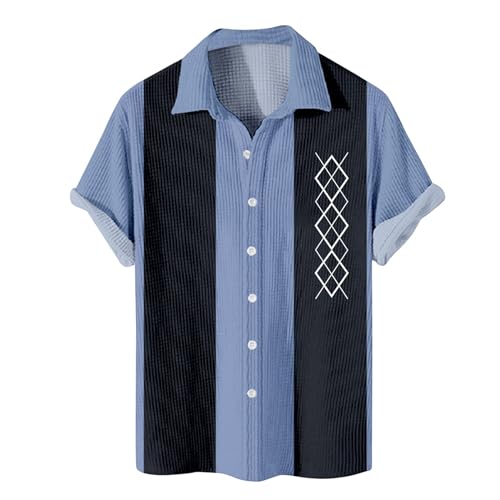 Generisch Sportshirt Herren Kurzarm, Hemd Business Männer Basic Shirts Leinen Slim Fit Kurzarm Weiß Freizeit Hawai Hemde Regular Weiße Hemden Für Schwarze Bügelfrei Herrenhemd (4XL, Multicolor) von Generisch