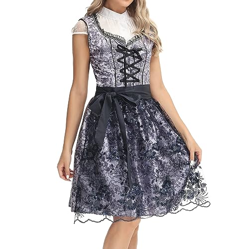 Generisch Stehkragen Damen Dirndl Kurz Sexy Maxikleid Strandkleid Cocktailkleid Partykleid Damen Dirndl Midi Mit Handgefertigter SchüRze Exklusives Designer Dirndlkleid Trachtenkleid FüR Oktoberfes von Generisch