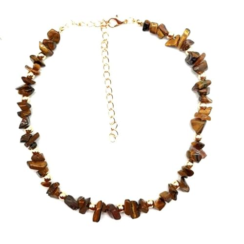 Generisch Stein Anhänger,Verstellbarer Karabinerverschluss, Modische Halskette Aus Natürlichem Edelstein, Handgefertigt, Perlenkies, Energieschmuck Für Männer Und Frauen, Tigerstein von Generisch