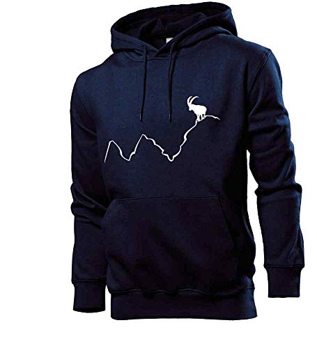 Generisch Steinbock auf Bergspitze Männer Hoodie Sweatshirt Navy XL von shirt84