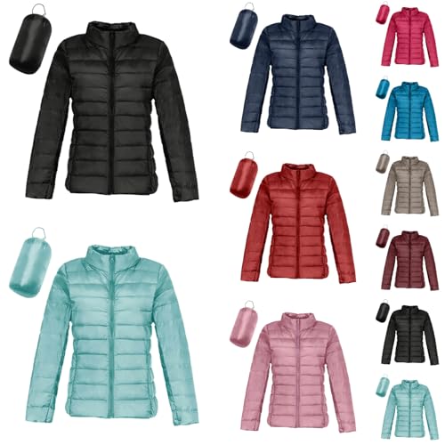 Steppjacke Damen Leicht Mit Kapuze Übergangsjacke Steppjacke Puffer Jacke Damen Leichter Daunenmantel Gefüttert Pufferjacke Mit Taschen Für Freizeit Wandern Reisen Minzgrün M von Generisch