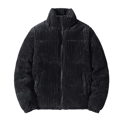 Generisch Steppjacke Herren Cord, Herren Stepp Winterjacke Warm, Winterparka Ohne Kapuze Herrenjacke Mit Stehkragen Freizeitjacke Warm Thermojacke Dick Hybridjacke Loose Fit Anorak Einfarbig Parka von Generisch