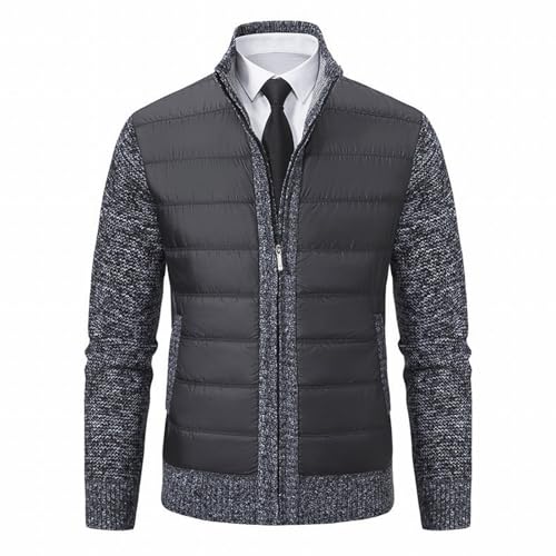 Generisch Steppjacke Mit Strickärmeln Herren, Übergangsjacke Mit Reißverschluss Und Stehkragen Strickmantel Cardigan Locker Daunenjacke Einfarbig Slim Fit Outdoorjacke Freizeit Warm Herenjacke von Generisch