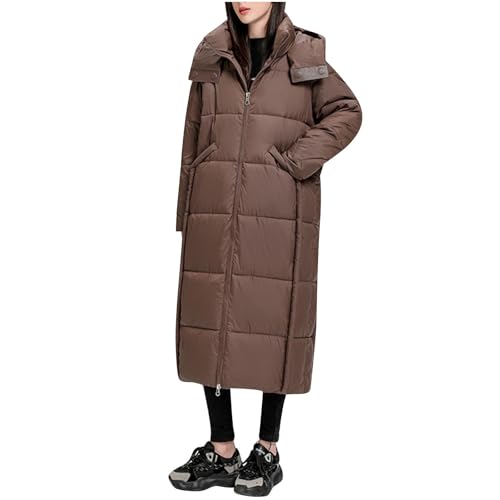 Generisch Steppmantel Damen Lang Winter Wintermantel mit Kapuze Mantel Warm Winterjacke Angebote Daunenmantel Frauen Puffer Jacke Parka Jacke Steppjacke Gutschein Kaffee L von Generisch