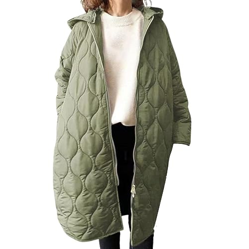 Generisch Steppmantel Damen Leicht Übergang Sportlich Übergangsjacke Casual Outdoor Pufferjacke Basic Warm Jacke Lang Softshelljacke Steppjacke Mit Reissverschluss Taschen Mantel von Generisch