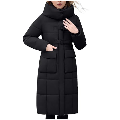 Generisch Steppmantel Damen Winter Lang Wintermantel Mantel Blitzangebote Winterjacke Frauen Daunenmantel Bequem Puffer Jacke Steppjacke Retro Parka Jacke Angebote Schwarz L von Generisch