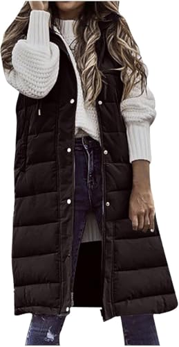 Generisch Steppweste Damen Lang Weste Warme Wintermantel Daunenweste Übergangsweste Reißverschlüsse Ärmellose Kapuzenweste Mit Leicht Jacke mit Taschen Wintermantel Winterjacke Generisch Steppweste Damen Lang Weste Warme Wintermantel Daunenweste Übergangsweste Reißverschlüsse Ärmellose Kapuzenweste Mit Leicht Jacke mit Taschen Wintermantel Winterjacke von Generisch