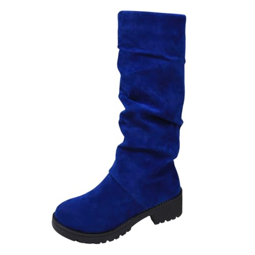 Generisch Stiefel Damen Elegant Westernstiefel Weitschaft Weitschaftstiefel Winter Reitstiefel Übergangsstiefel Halbhoch Boots Schlupfschuhe Stiefeletten für Alltag Festivals von Generisch