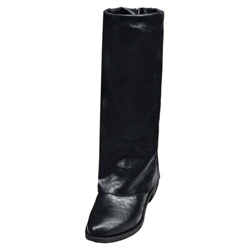 Generisch Stiefel Damen Leder/Wildleder Westernstiefel Cowboystiefel Mit Absatz Elegant Weitschaftstiefel Reitstiefel Winterstiefel Ankle Boots Vintage Damenstiefel 003 Schwarz 40 von Generisch