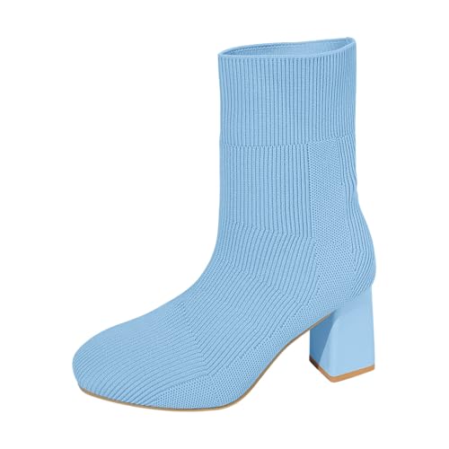 Generisch Stiefel mit Absatz Damen Plateauabsatz Boots Knee High Retro Cowboystiefel Kniehohe Keilabsatz breite Wade von Generisch