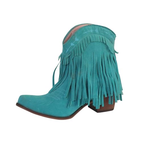 Stiefeletten Cowboy Damen Cow Boy Boots Stiefelette Stiefel Mit Absatz Winterstiefel Winterschuhe Wildleder von Generisch