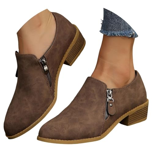 Generisch Stiefeletten Damen Ankle Boots Damen Mit Blockabsatz Herbst Winter Damenstiefel Cowboy Stiefeletten Wildleder Stiefeletten Chelsea Spitzer Spitze Und Reißverschluss Hinten von Generisch
