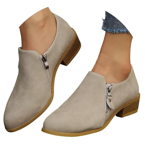 Generisch Stiefeletten Damen Ankle Boots Damen Mit Blockabsatz Herbst Winter Damenstiefel Cowboy Stiefeletten Wildleder Stiefeletten Chelsea Spitzer Spitze Und Reißverschluss Hinten von Generisch