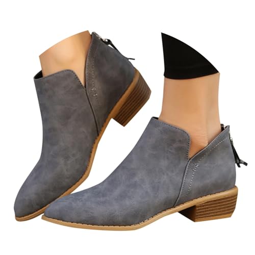 Generisch Stiefeletten Damen Ankle Boots Damen Mit Blockabsatz Herbst Winter Damenstiefel Cowboy Stiefeletten Wildleder Stiefeletten Chelsea Spitzer Spitze Und Reißverschluss Hinten von Generisch