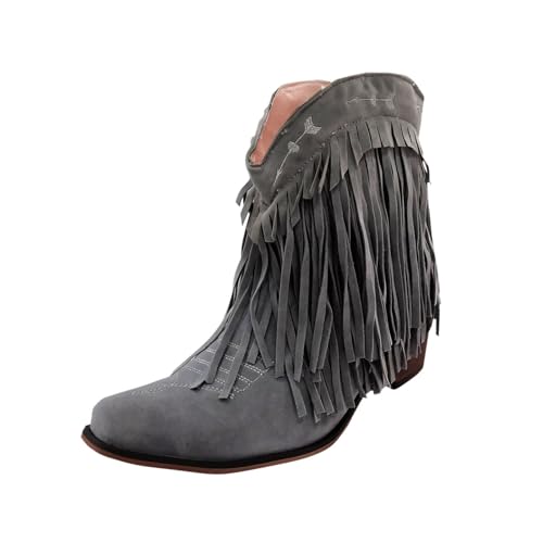 Stiefeletten Damen Boots Cow Boy Winter Women Schuhe Elegant Cowboystiefel Damenstiefeletten Westernstiefel Winterstiefel Wildleder Winterschuhe Cowboy Schicke von Generisch