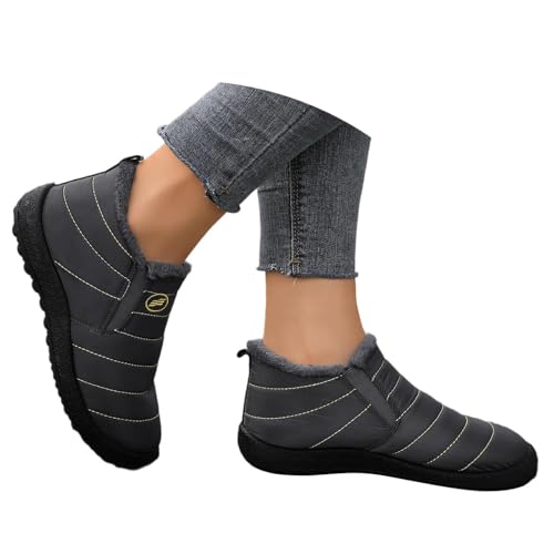 Generisch Stiefeletten Damen Damen Winterstiefeletten Fleece Gefütterte Schneestiefel Wasser Bequeme Lässige Warme Schlupfstiefeletten Für Damen (Grey, 36) von Generisch