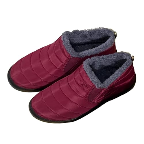 Generisch Stiefeletten Damen Damen Winterstiefeletten Fleece Gefütterte Schneestiefel Wasser Bequeme Lässige Warme Schlupfstiefeletten Für Damen (RD1, 42) von Generisch