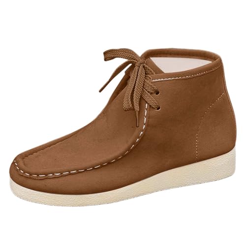 Generisch Stiefeletten Damen Damen und Winter Retro einfarbig Wildleder Kurze Stiefel (Brown, 40) von Generisch
