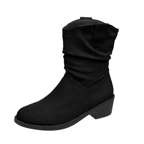 Generisch Stiefeletten Damen Elegant Wildleder Halbstiefel Spitz Schlupfschuhe Stiefel Damenstiefel Kurzstiefel Winterstiefel Halbhohe bequemer Absatz Ankle Boots Halbhoch Westernstiefel von Generisch