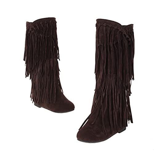 Generisch Stiefeletten Damen Flach Elegante Boots Runde Zehen Winterstiefel Schuhe Winter Warme Halbhoch Damenstiefel Herbst Schlupfschuhe Cowboystiefel Halbstiefel Freizeitstiefel von Generisch