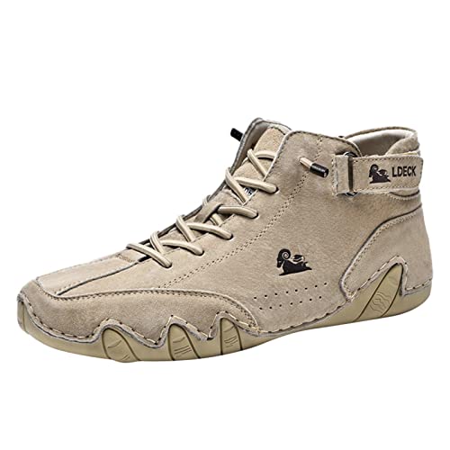 Generisch Stiefeletten Damen Herrenschuhe High Top Lace Up Hook Loop Sportschuhe Freizeitschuhe Herren Plus Size Ankle Boots (Khaki, 41) von Generisch