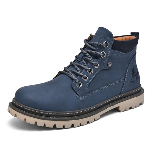 Generisch Stiefeletten Damen Herrenschuhtrend Arbeitsstiefel Britischer Stil High Top Schuhe Herren Stiefeletten (Blue, 44) von Generisch