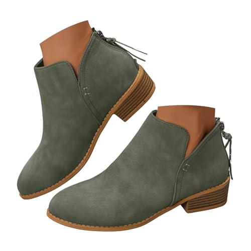 Generisch Stiefeletten Damen Mit Absatz Kurze Stiefel Halbstiefel Ankle Boots Flandell High Heels Stiefel Spitze Blockabsatz Chelsea Boots Pumps Halbstiefel Mit Schnalle Kurzstiefel Winterstiefel von Generisch