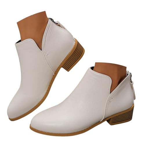 Generisch Stiefeletten Damen Mit Absatz Kurze Stiefel Halbstiefel Ankle Boots Flandell High Heels Stiefel Spitze Blockabsatz Chelsea Boots Pumps Halbstiefel Mit Schnalle Kurzstiefel Winterstiefel von Generisch